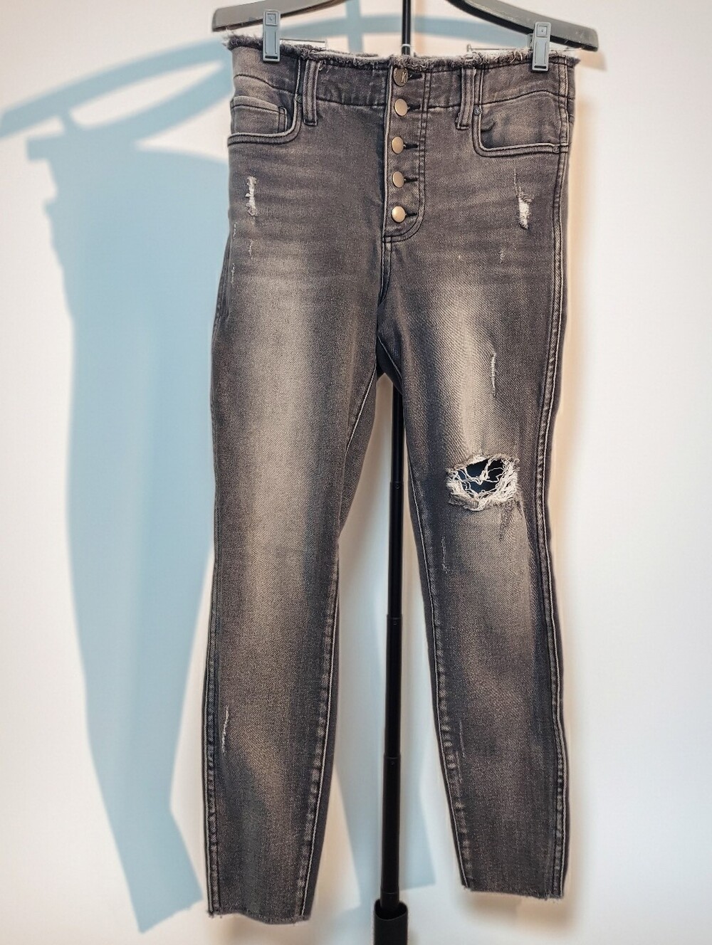 Kut from the Kloth Women's Charcoal Distressed Fab Ab Ankle Skinny Jeans Size 2